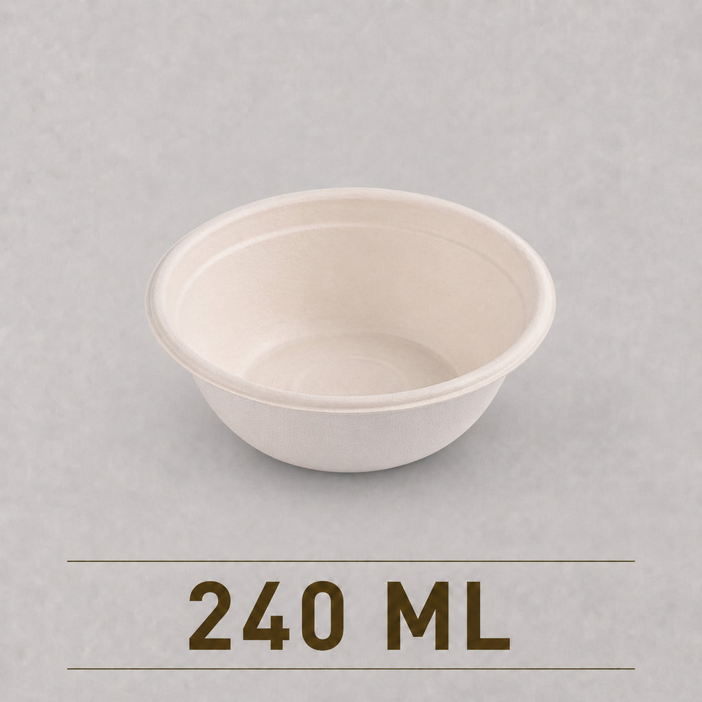 240 ML Bagasse Bowl – Heavy Duty Compostable Food Bowl
