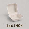 6x6 Inch Bagasse Clamshell Box – Eco-Friendly Snack Container