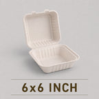 6x6 Inch Bagasse Clamshell Box – Eco-Friendly Snack Container