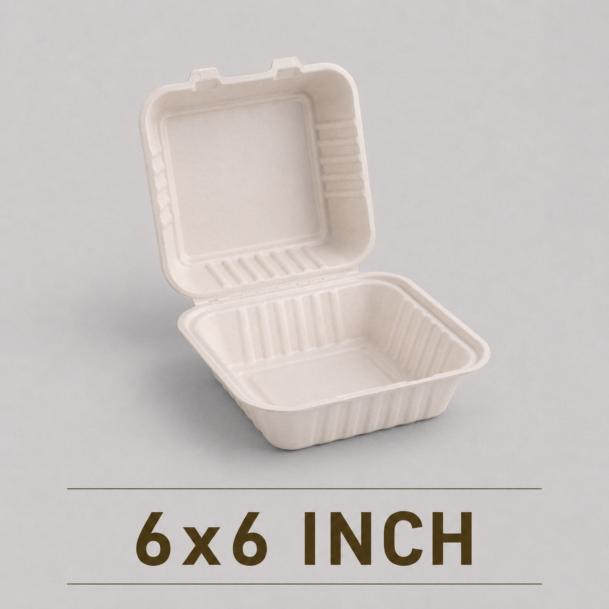 6x6 Inch Bagasse Clamshell Box – Eco-Friendly Snack Container