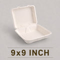 9x9 Inch Bagasse Clamshell Box – Heavy Duty Compostable Meal Box
