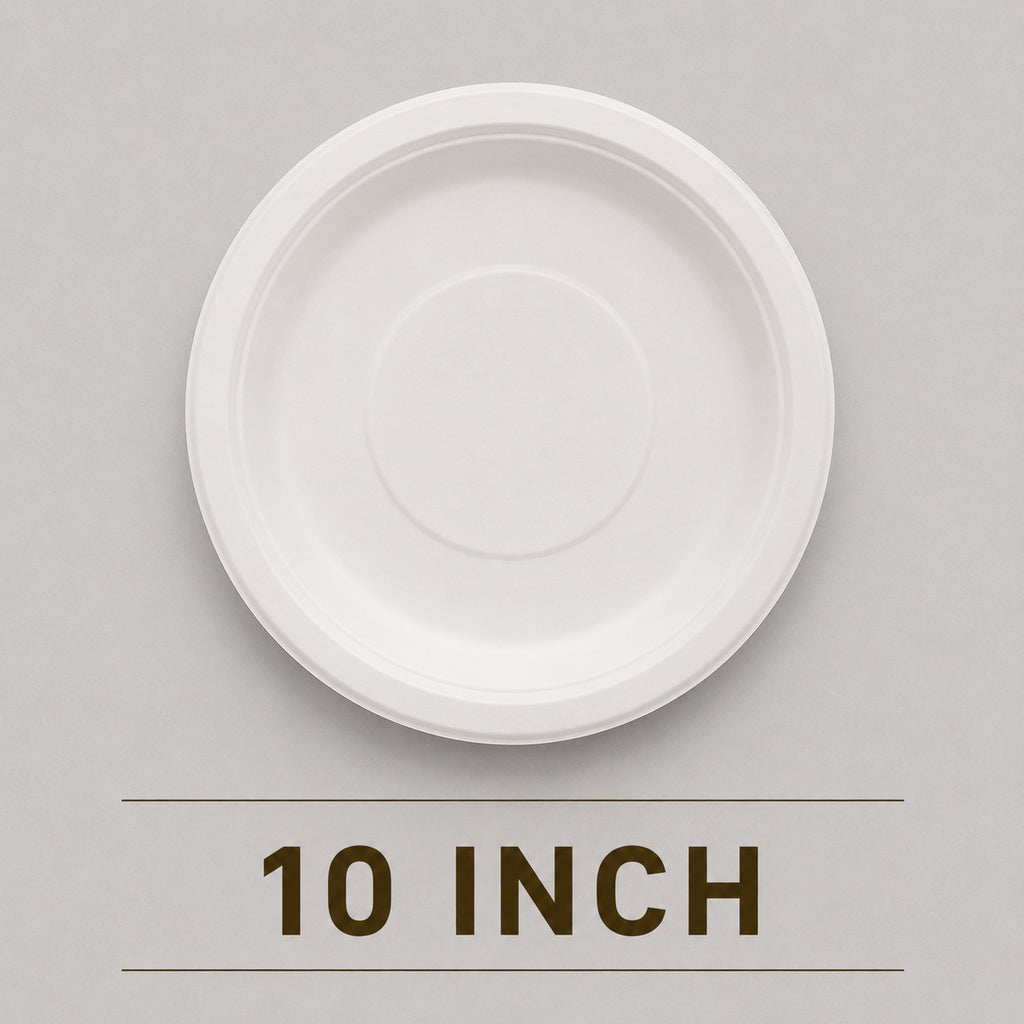 10 Inch Round Bagasse Plate – Heavy Duty Compostable Party Plate