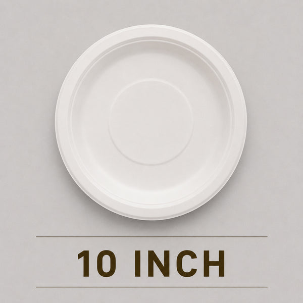 10 Inch Round Bagasse Plate – Heavy Duty Compostable Party Plate
