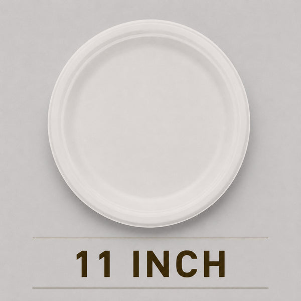 11 Inch Round Bagasse Plate – Eco-Friendly Compostable Full Meal Plate