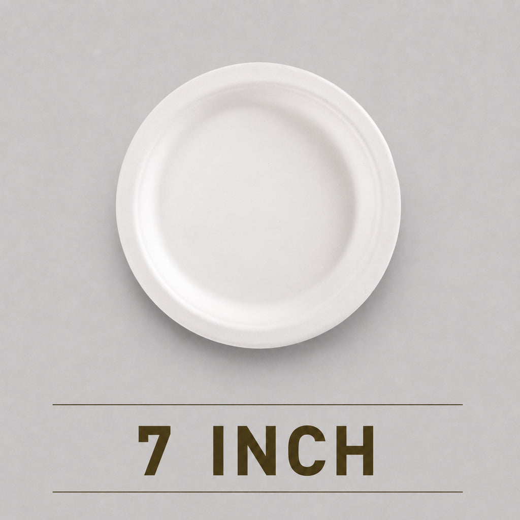 7 Inch Round Bagasse Plate – Eco-Friendly Compostable Starter Plate