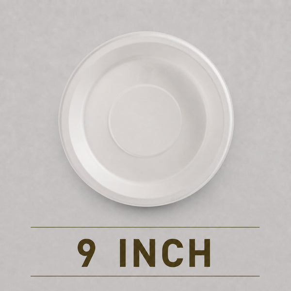 9 Inch Round Bagasse Plate – Eco-Friendly Compostable Dinner Plate