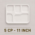 5 Compartment Bagasse Meal Tray with Lid – Eco-Friendly Food Delivery Tray
