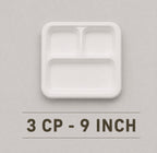 9 Inch 3 Compartment Bagasse Plate – Eco-Friendly Divided Meal Plate