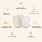 750 ML Round Paper Tub Container with Lid – Eco-Friendly Meal Packaging Tub