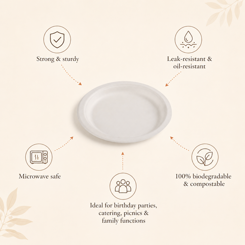 10 Inch Round Bagasse Plate – Heavy Duty Compostable Party Plate