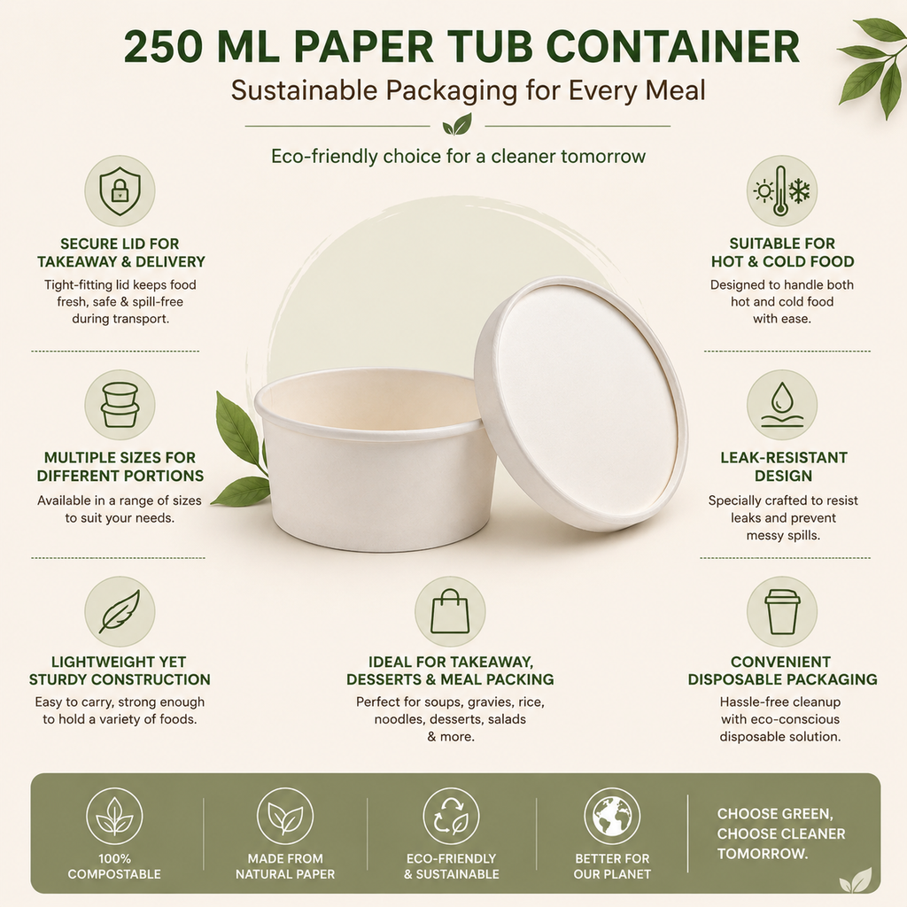 250 ML Round Paper Tub Container with Lid