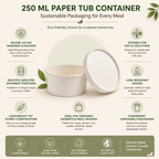 250 ML Round Paper Tub Container with Lid