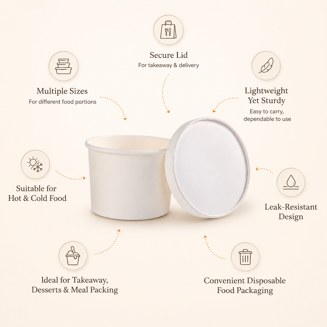 500 ML Round Paper Tub Container with Lid