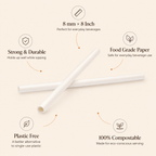 8 Inch 8 MM Paper Straw – Eco-Friendly Drinking Straw for Beverages