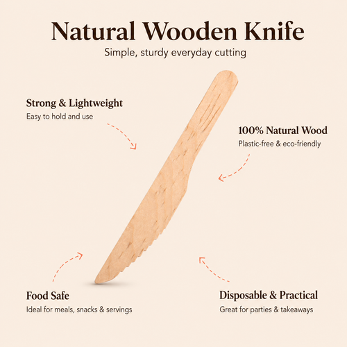 16 CM Wooden Knife – Eco-Friendly Cutlery for Parties & Takeaways