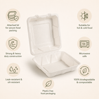 9x9 Inch Bagasse Clamshell Box – Heavy Duty Compostable Meal Box