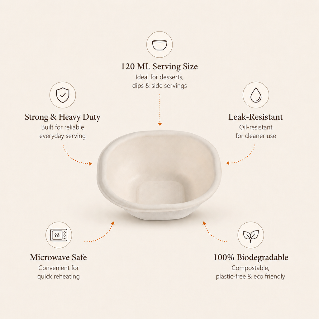 120 ML Bagasse Bowl – Eco-Friendly Compostable Dessert Bowl
