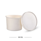 500 ML Round Paper Tub Container with Lid – Eco-Friendly Takeaway Food Tub