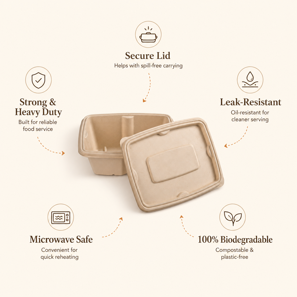 750 ML Meal Box with Lid – Eco-Friendly Lunch Packing Box