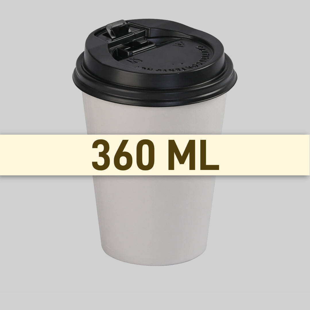 Cup Paper 360 ML Single Wall With lid Size