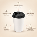 350 ML Single Wall White Paper Cup with Straw Lid – Eco-Friendly Beverage Cup